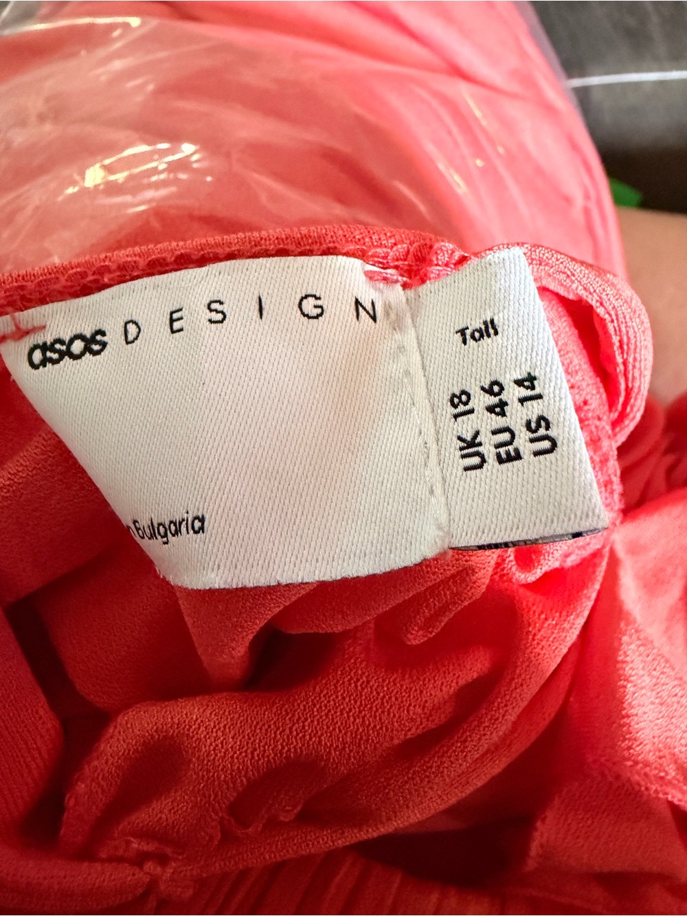 ASOS DESIGN Tall Coral Pleated Maxi Dress Ruffle Shoulder Slit UK18 EU46 - Picture 12 of 12